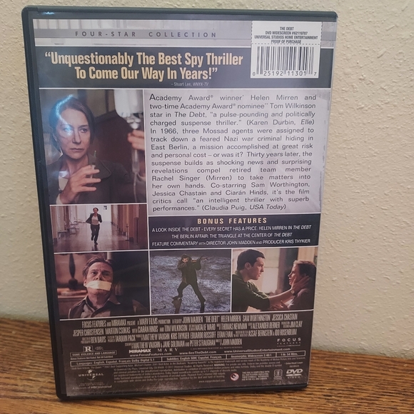 The Debt (DVD, 2011) Pre-Owned Tested Working Good Movie - Picture 2 of 2